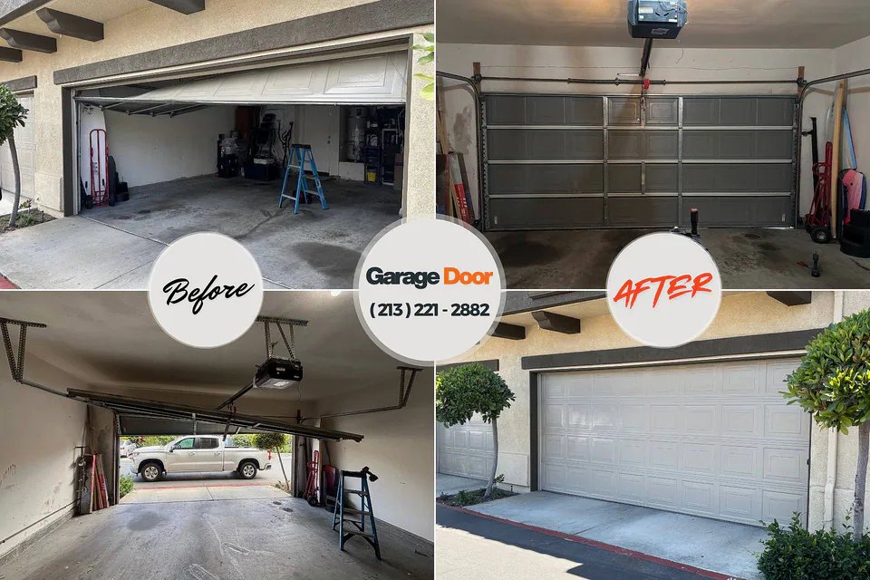 Before and after: garage door repair Chesaning, MI